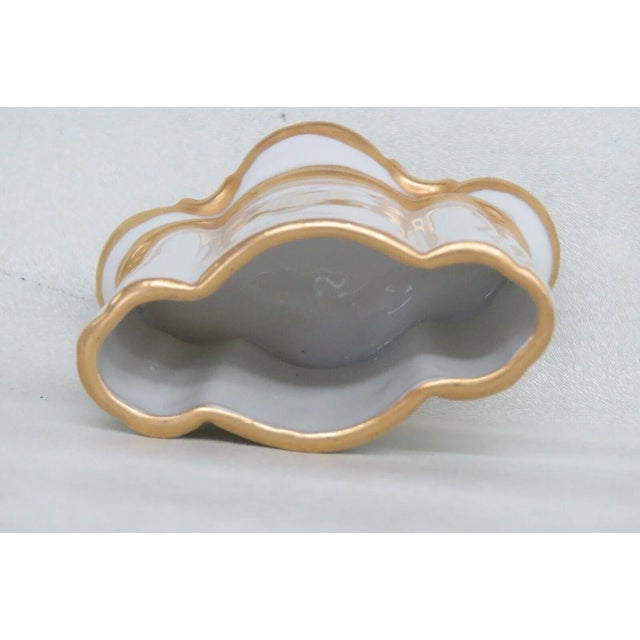 White Anne W Breinin Germany Porcelain White and Gold Cigarette Holder Dish For Sale - Image 8 of 12
