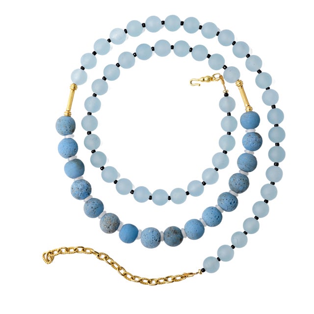 Blue Chalcedony Necklace For Sale