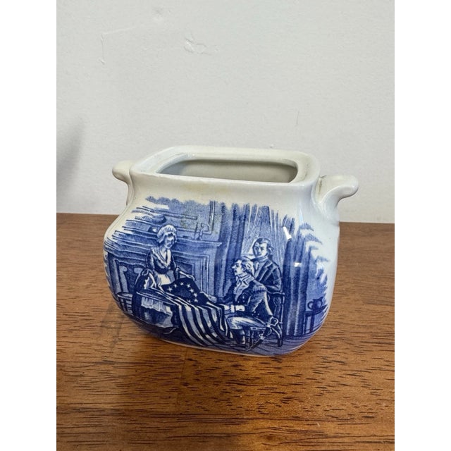 1970s Liberty Blue Betsy Ross England 8 Pc Lot Cups Creamer Sugar Salt Pepper For Sale - Image 15 of 18