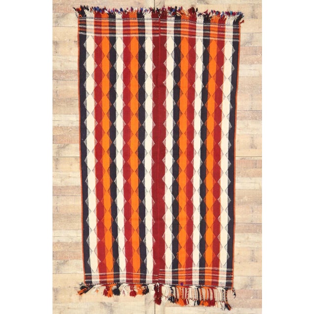 Beige Late 20th Century Vintage Persian Striped Kilim Rug, 04'10 X 08'04 For Sale - Image 8 of 9