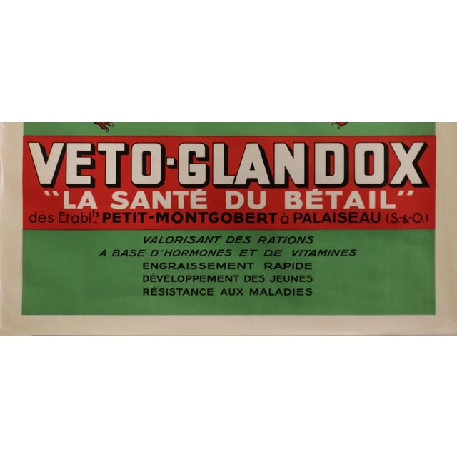 1920s French Art Deco Agricultural Poster - La Providence Des Animaux: Veto-Glandox, "La Santé Du Bétail" For Sale - Image 4 of 6