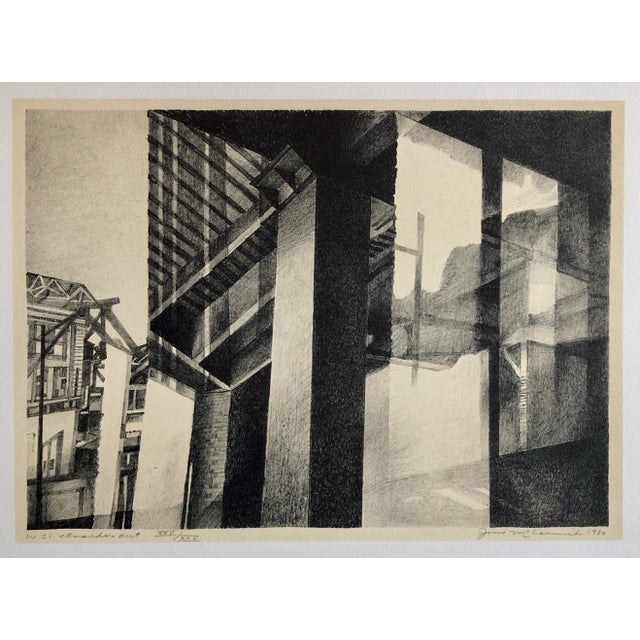 JIm McCormick, Chicago Scene Modernist Architectural Lithograph, Nevada Artist, 1980 For Sale