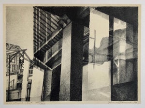 JIm McCormick, Chicago Scene Modernist Architectural Lithograph, Nevada Artist, 1980