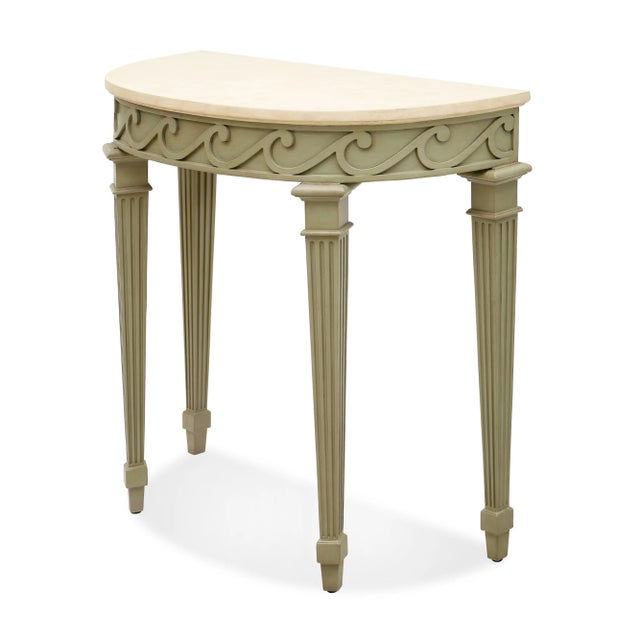 A nod to Bunny’s love of Swedish painted furniture, the Dorian Demilune is an elegant balance of classical details and...