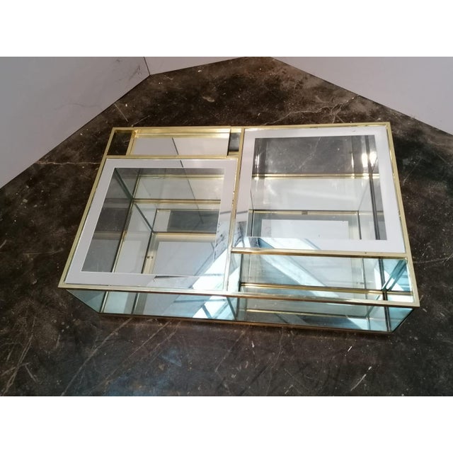 Metal Vintage Italian Crystal Coffee Table with Brass Details For Sale - Image 7 of 11