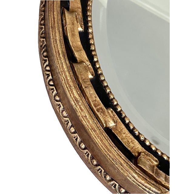 1960s Friedman Brothers Traditional Gold & Black Regency Ebonised Oval Wall Mirror, Decorative Arts Inc For Sale - Image 5 of 12