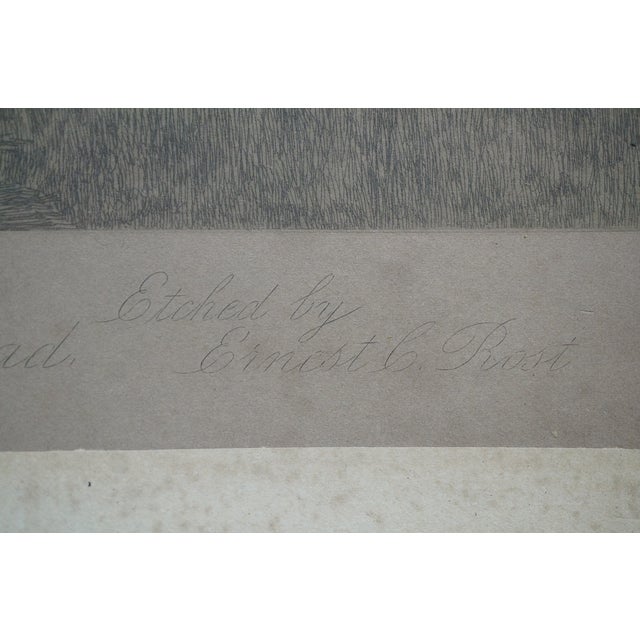 Black Antique Ernest C Rost the Old Elm Road Colored Country Landscape Etching 30" For Sale - Image 8 of 13