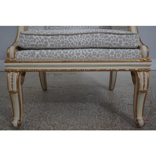 Pair Vintage French Louis XVI Newly Upholstered Lounge Chairs For Sale - Image 11 of 18