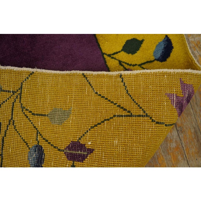 Textile Traditional Purple Open Field With Floral Design Antique Chinese Art Deco Rug For Sale - Image 7 of 7