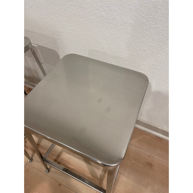 Cb2 Flint Steel Bar Stools Set of 3 Chairish