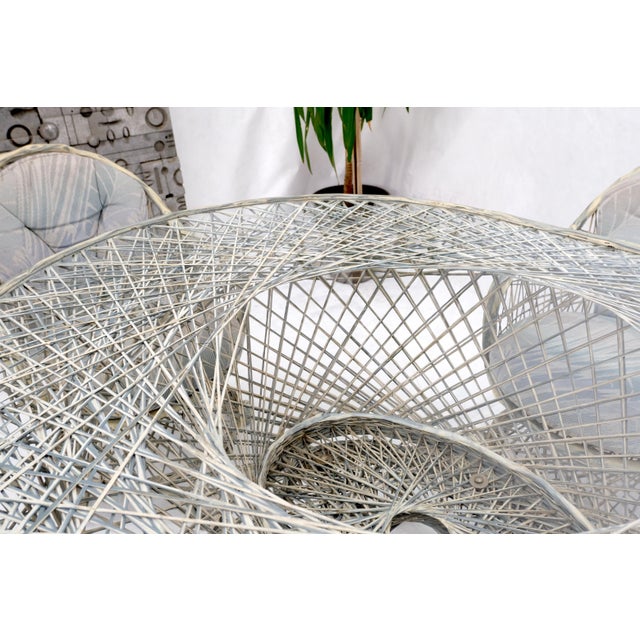 Glass Russel Woodard Spun Fiberglass Oval Racetrack Dining Table 4 Chairs Outdoor Set For Sale - Image 7 of 18