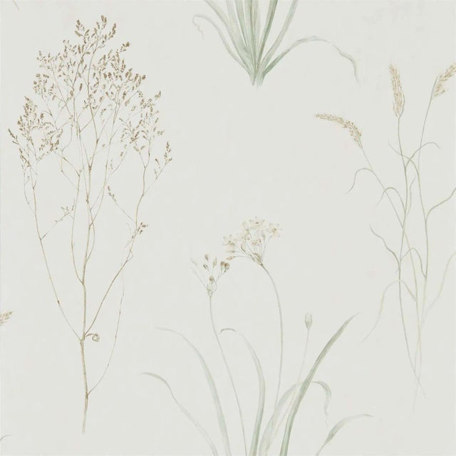 Sanderson Farne Grasses Wallpaper in Willow/Pebble For Sale