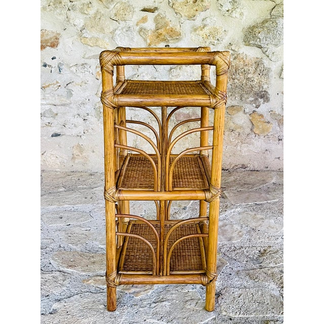 Vintage Bamboo and Rattan Three-Tier Shelf, 1970s For Sale - Image 14 of 18