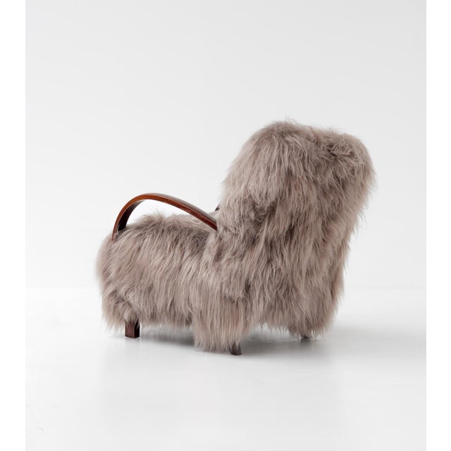 Wood Scandinavian Armchairs in Long Haired Sheepskin, 1950s, Set of 2 For Sale - Image 7 of 12