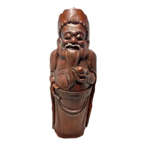 Late 19th Century Chinese Hand Carved Bamboo Buddha Statue