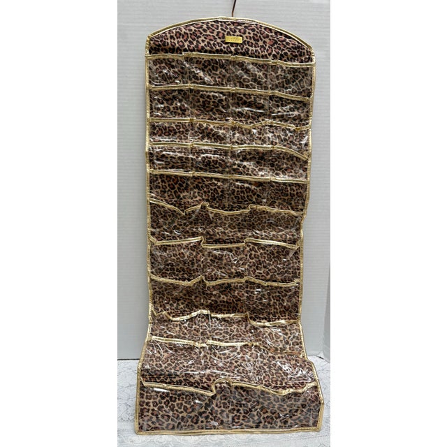 Rustic European Large Vintage Cheetah Patterned Jewelry Organizer Travel Bag For Sale - Image 3 of 6