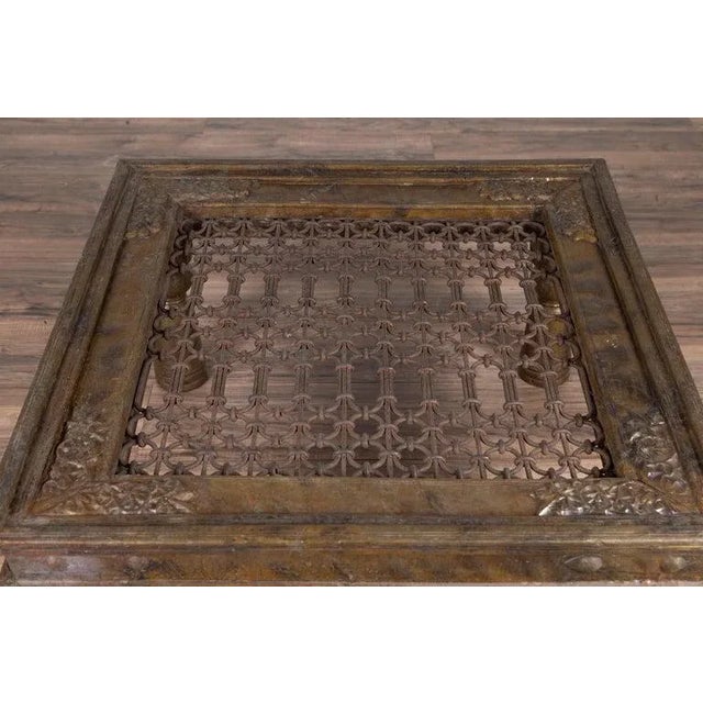Brown Indian Brass Coffee Table For Sale - Image 8 of 13