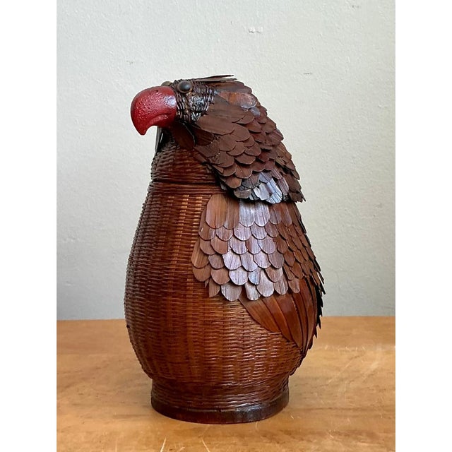 Wood Vintage Shanghai Weave Parrot Basket For Sale - Image 7 of 12