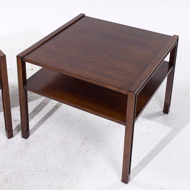 Edward Wormley for Dunbar Mid Century Mahogany End Tables - Pair For Sale - Image 11 of 12