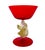 Mid-Century Modern Set of 9 Murano Champagne Coupes Glasses Red & Gold Swans Italian For Sale - Image 3 of 4