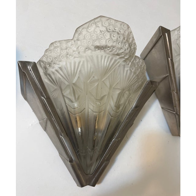 1920s Pair of Frnech Art Deco Sconces Signed Noverdy For Sale - Image 11 of 14