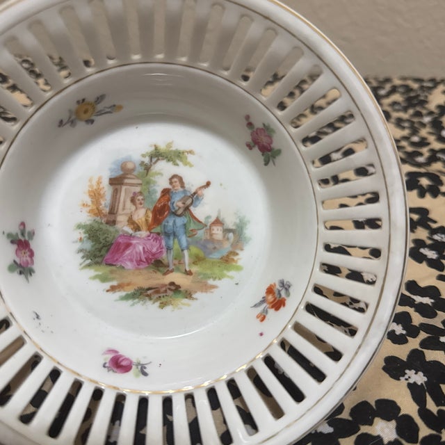 Shabby Chic Vintage Schumann Bavaria Reticulated Porcelain Bowl For Sale - Image 3 of 5