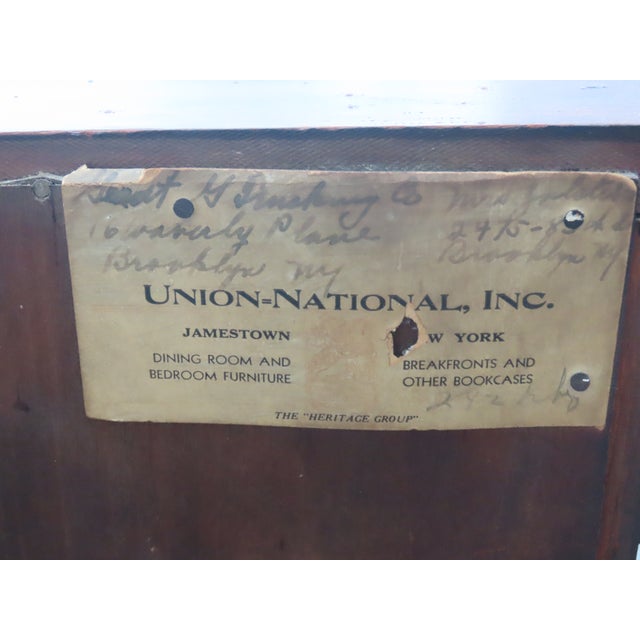 Union National Flame Mahogany 2 Part Breakfront China Display Cabinet 6666 For Sale - Image 10 of 18