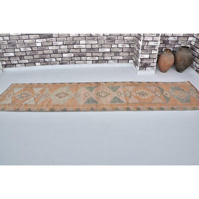 Textile 1960s Oushak Handknotted Floral Hallway Runner For Sale - Image 7 of 9