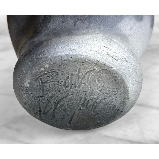 Ceramic Vintage Abstract Gray Studio Pottery Signed Vase - 12" For Sale - Image 7 of 7