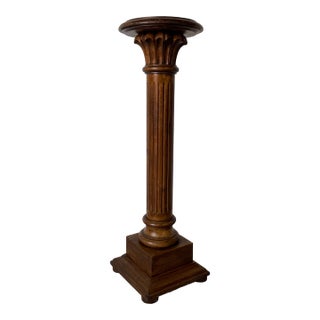 Vintage Italian Hollywood Regency / Neoclassical Carved Wood Column Pedestal For Sale