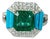 Set in 18k Gold, Zambian Emerald, Natural Turquoise & Diamonds Engagement Ring, Size 6 For Sale
