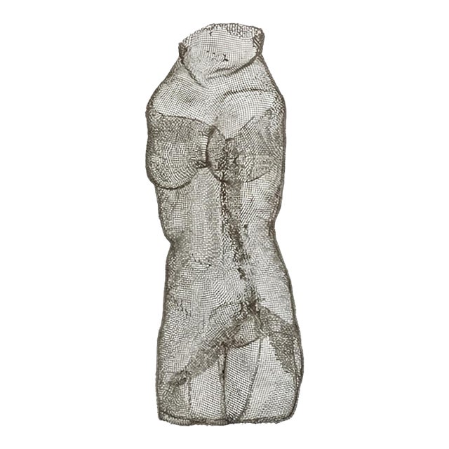 Vintage Wire Mesh Nude Woman Female Figure Sculpture For Sale