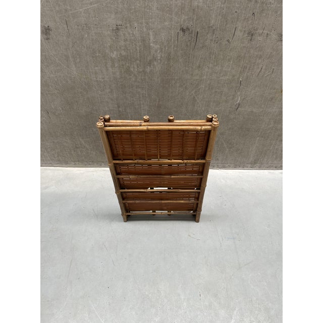 Vintage Boho Chic Folding Rattan and Bamboo Wall Unit, 1960s For Sale - Image 10 of 11