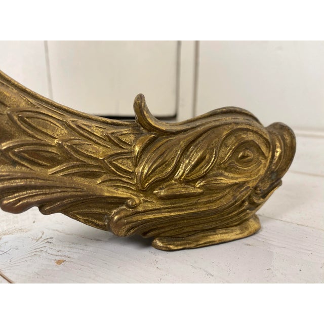 Goldenrod Regency Brass Koi Fish Table, 1970s For Sale - Image 8 of 18