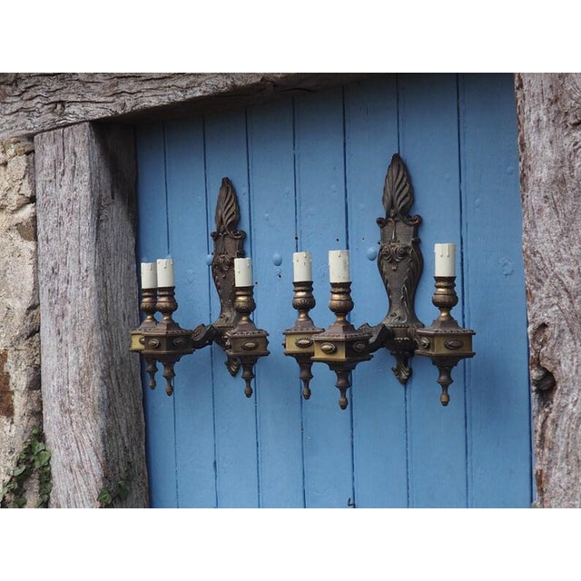 These sconces have a strong antique Italian character rococo revival style, and would make a striking statement in a...