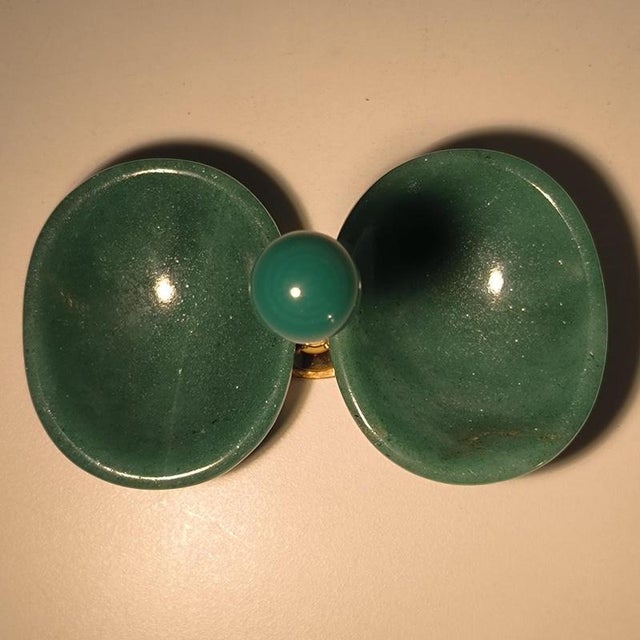 Mid 20th Century Double Salt Cellar Condiment Bowl in Silver, Vermeil, and Aventurine by Wolfers Frères, 1950 For Sale - Image 5 of 13