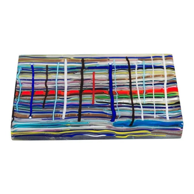 Piastra glass sculpture one of a kind by Leonardo Cimolin. Executed in murano. Signed and Dated by artist.