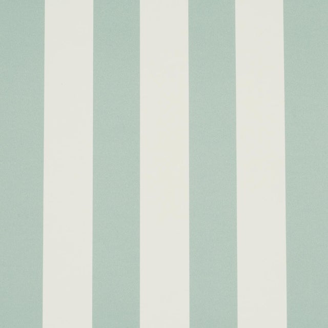 Schumacher Emma Stripe Wallpaper In Seaglass For Sale
