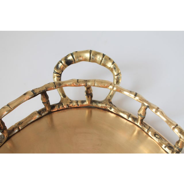 Vintage Brass Faux Bamboo Tray For Sale - Image 10 of 12