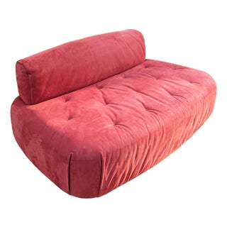 Cashmere Rubies Leather Two-Seater Mademoiselle Sofa by Matteo Thun and Antonio Rodriguez for Baxter, 1960s For Sale