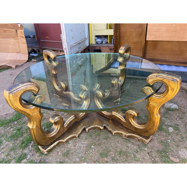 Vintage Mid Century Rococo Gilt Coffee Table Hollywood Regency Era For Sale In Sacramento - Image 6 of 12