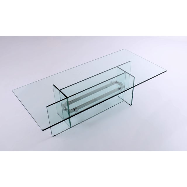 Mid-Century Modern Small Italian Chrome and Glass Coffee Table from Fontana Arte, 1970s For Sale - Image 3 of 15