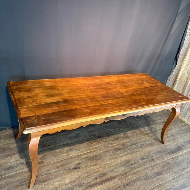 19th Century French Louis XV Walnut Farmhouse Table With Single Drawer For Sale - Image 10 of 11