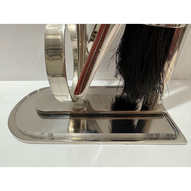 Eichholtz Ennell Polished Nickel Fireplace Tool Set 4 Tools With Stand For Sale In Atlanta - Image 6 of 7