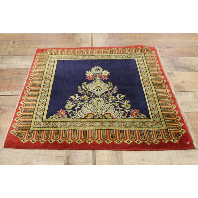 Textile Mid 20th Century Vintage Persian Kerman Accent Rug, 02'02 X 02'02 For Sale - Image 7 of 9