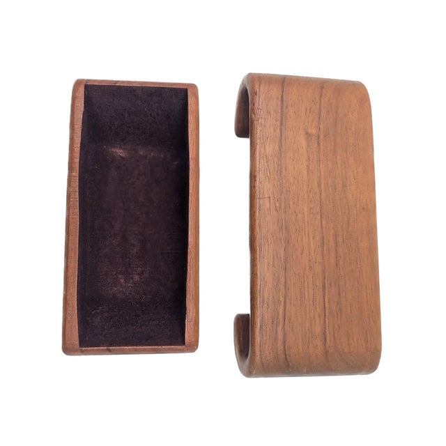 Chestnut Mid 20th Century Handcrafted Teak Wood Jewelry and Trinket Box For Sale - Image 8 of 10