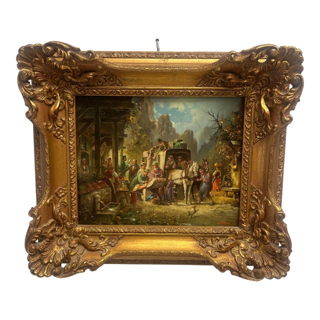 Original German Townscape Painting on Copper by Heinz Scholtz. For Sale