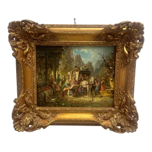 Original German Townscape Painting on Copper by Heinz Scholtz.