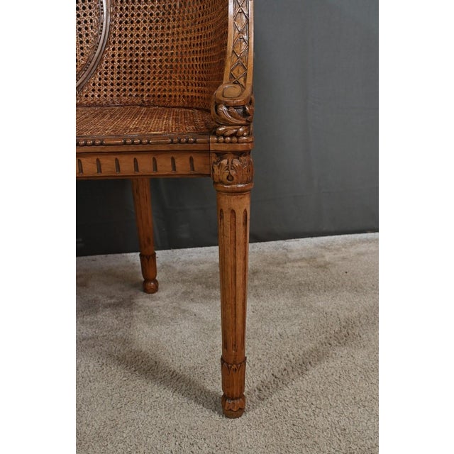 Louis XVI Style Walnut Basket Bench, Late 19th Century For Sale - Image 10 of 18