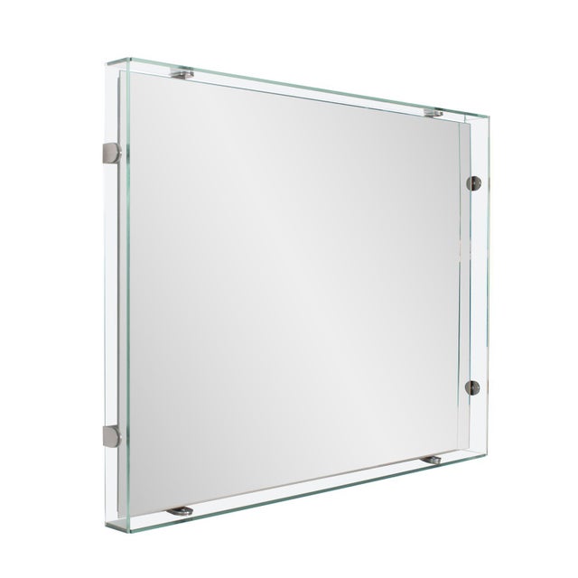 Silver Vivaldo Floating Vanity Mirror with Glass Box Frame For Sale - Image 8 of 11
